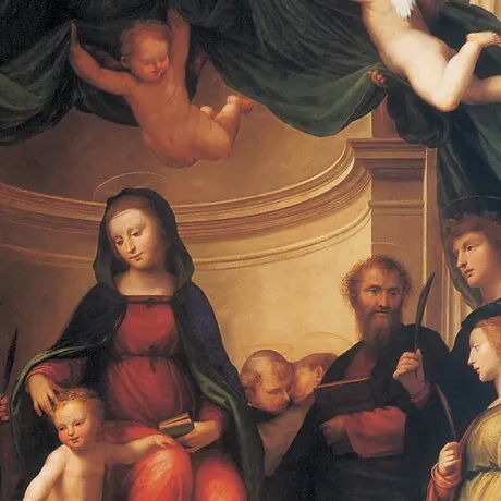 Mystic Marriage of Saint Catherine Framed Canvas Replica Painting: Small