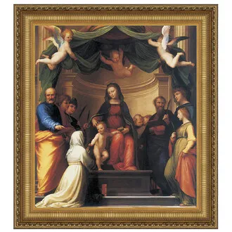 Mystic Marriage of Saint Catherine Framed Canvas Replica Painting: Large