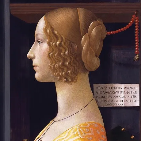 Portrait of Giovanna Tornabuoni Framed Canvas Replica Painting: Grande