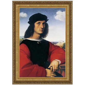 Portrait of Agnolo Doni Framed Canvas Replica Painting: Medium