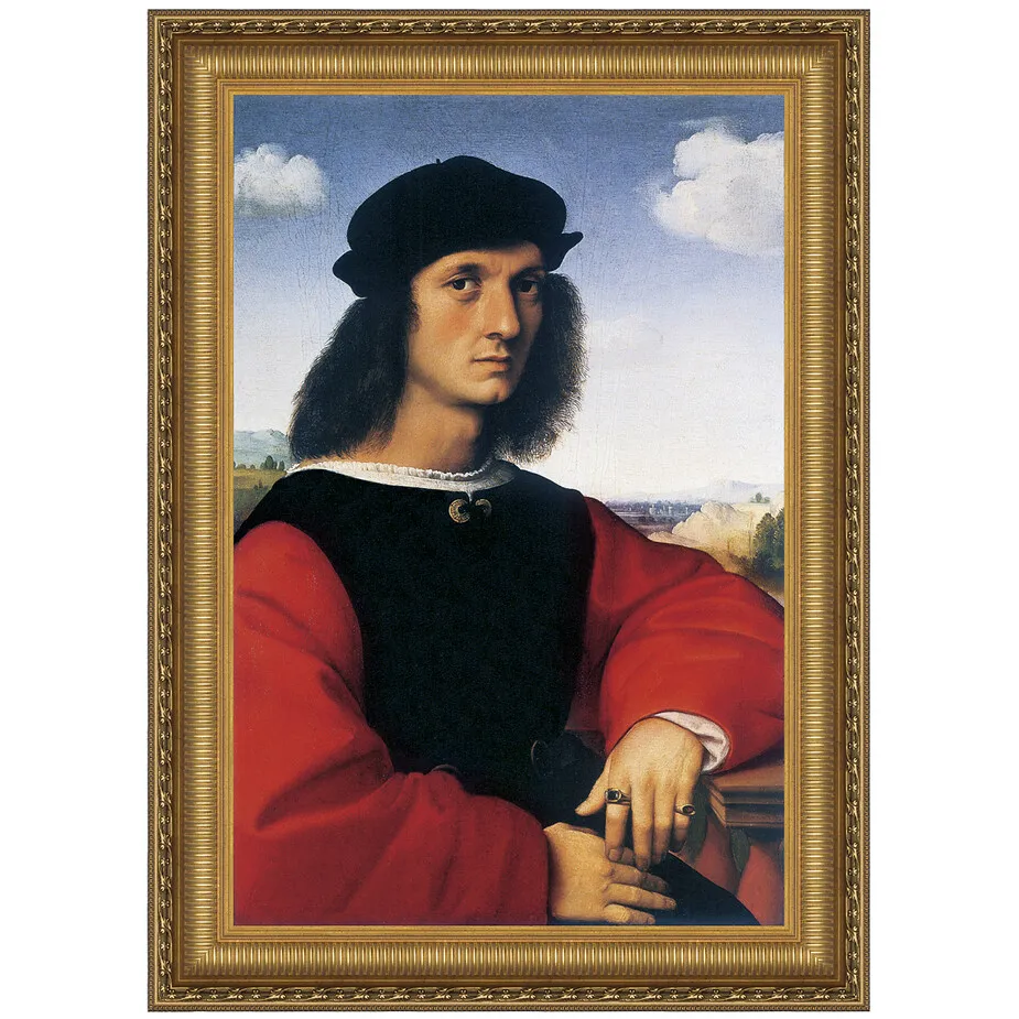 Portrait of Agnolo Doni Framed Canvas Replica Painting: Large