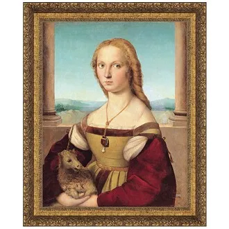 Young Woman with Unicorn Framed Canvas Replica Painting: Large