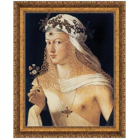 Idealized Portrait of a Courtesan Framed Canvas Replica Painting: Small