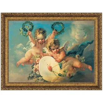 La Cible d'Amour Framed Canvas Replica Painting: Large