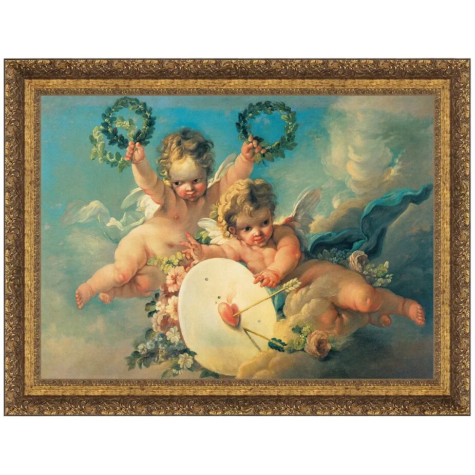 La Cible d'Amour Framed Canvas Replica Painting: Grande