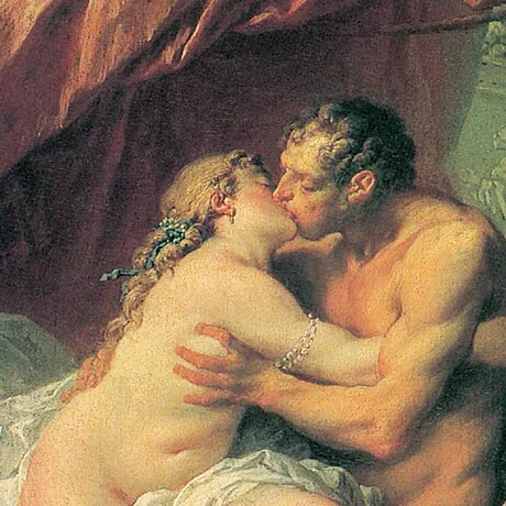 Hercules and Omphale Framed Canvas Replica Painting: Large