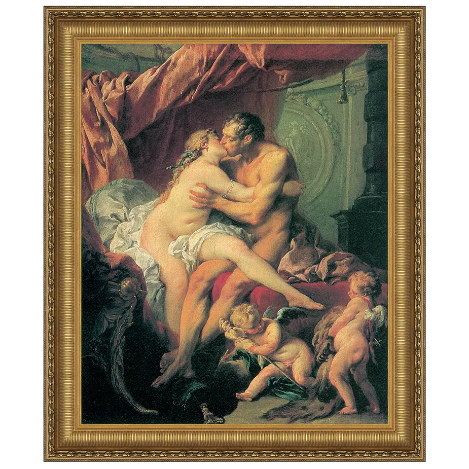 Hercules and Omphale Framed Canvas Replica Painting: Large
