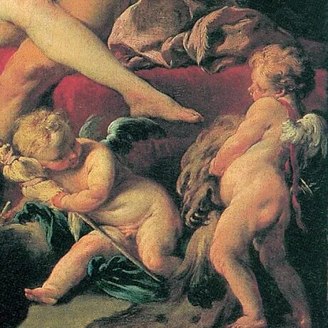 Hercules and Omphale Framed Canvas Replica Painting: Grande