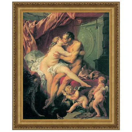 Hercules and Omphale Framed Canvas Replica Painting: Grande