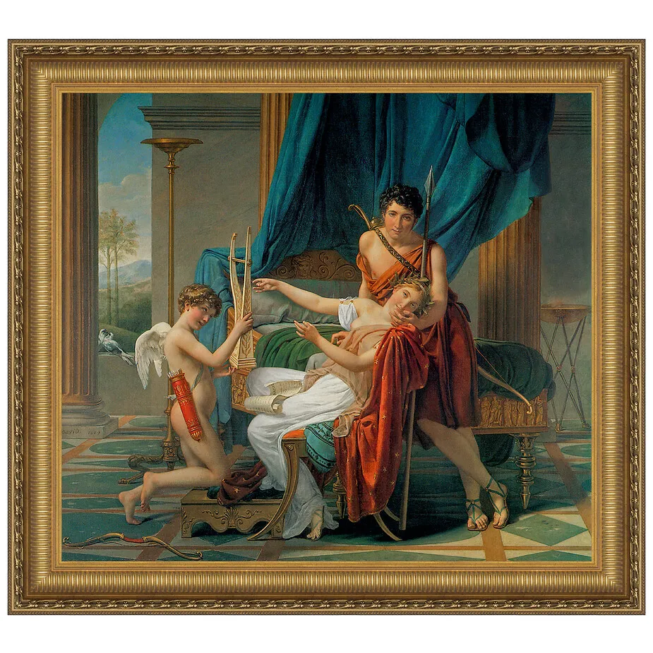 Sappho and Phaon Framed Canvas Replica Painting: Medium