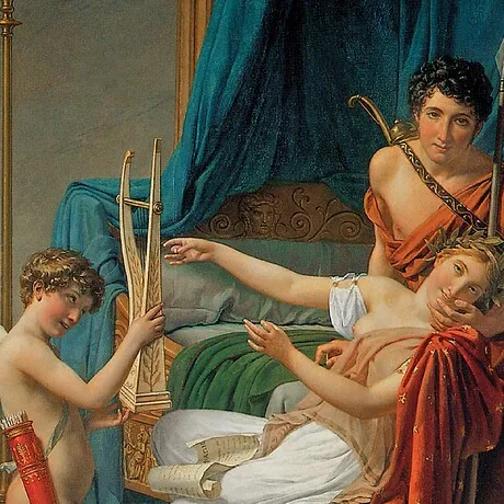 Sappho and Phaon Framed Canvas Replica Painting: Large