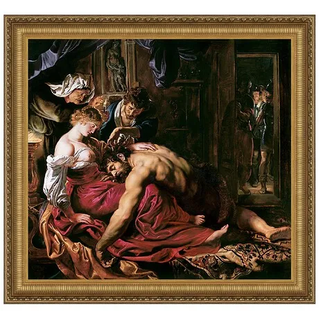 Samson and Delilah Framed Canvas Replica Painting: Large