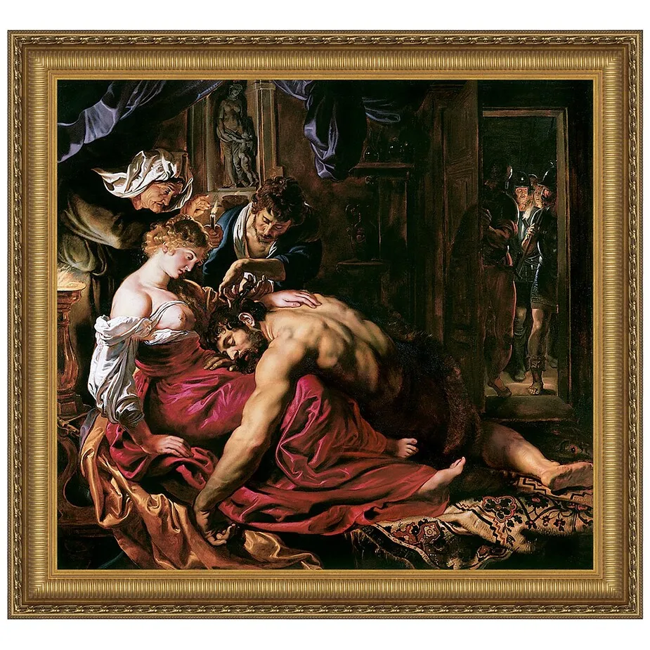 Samson and Delilah Framed Canvas Replica Painting: Large