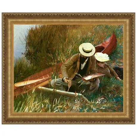 Paul Helleu Sketching with his Wife Framed Canvas Replica Painting: Medium
