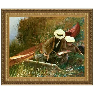 Paul Helleu Sketching with his Wife Framed Canvas Replica Painting: Medium