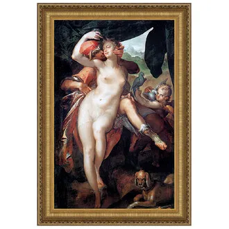 Venus and Adonis Framed Canvas Replica Painting: Small