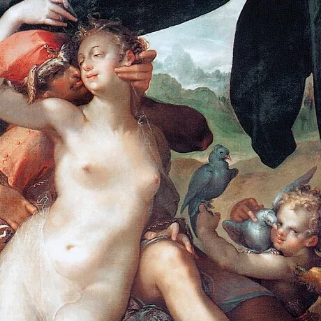 Venus and Adonis Framed Canvas Replica Painting: Grande