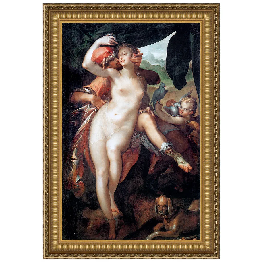 Venus and Adonis Framed Canvas Replica Painting: Grande