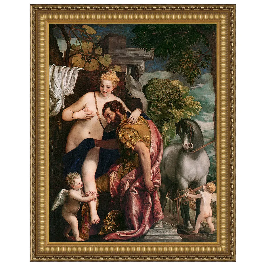 Venus and Mars United by Love Framed Canvas Replica Painting: Small