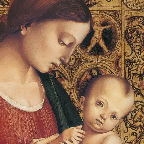 Madonna and Child Framed Canvas Replica Painting: Medium