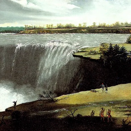 Western Branch of Niagara Falls Framed Canvas Replica Painting: Grande