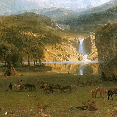 Rocky Mountains, Lander's Peak Framed Canvas Replica Painting: Small