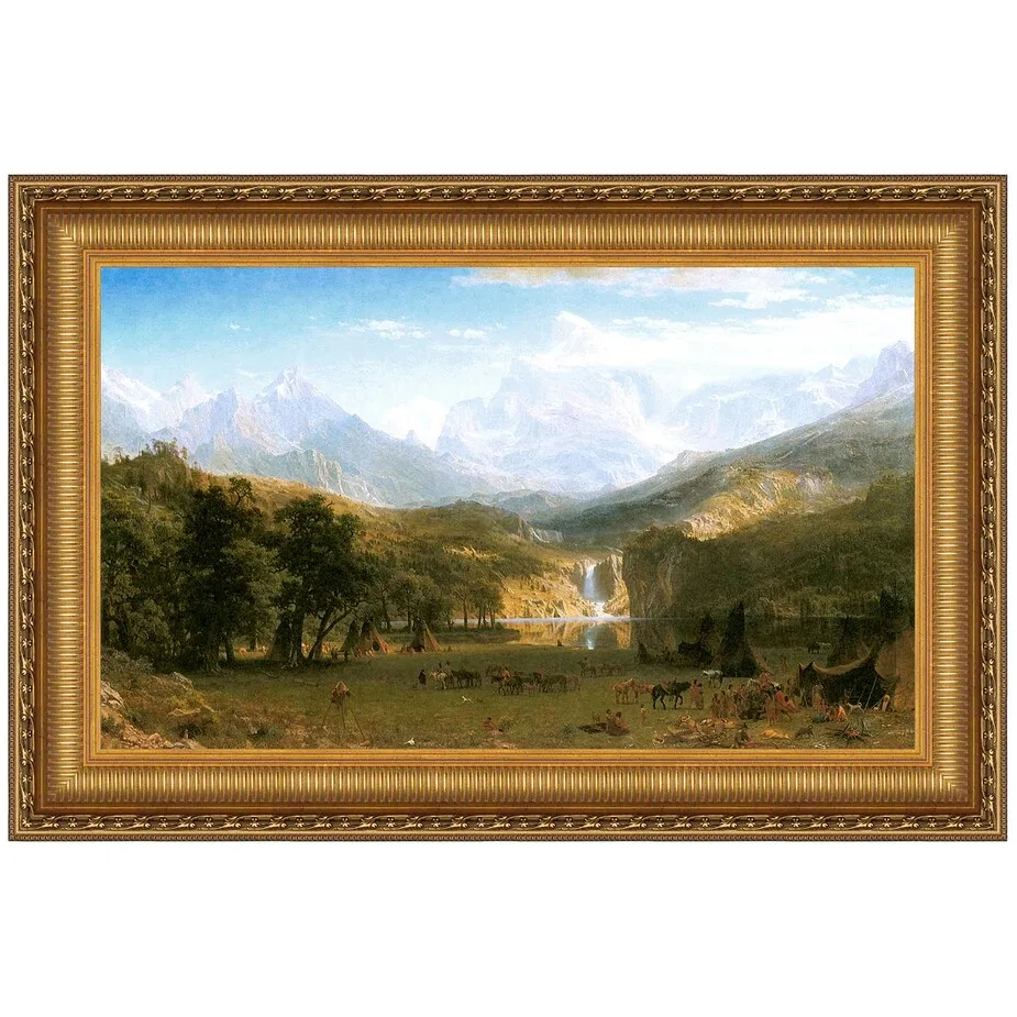 Rocky Mountains, Lander's Peak Framed Canvas Replica Painting: Medium