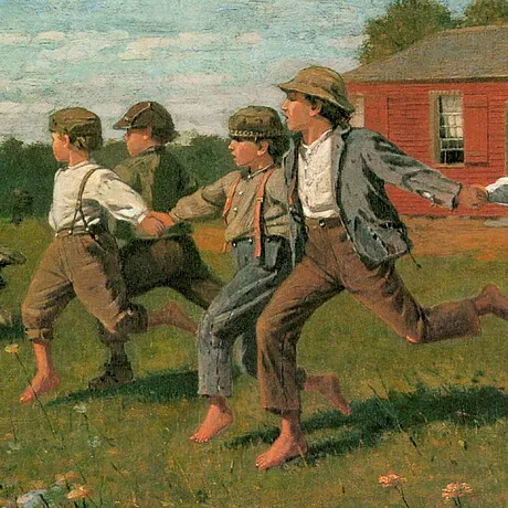 Snap the Whip Framed Canvas Replica Painting: Medium