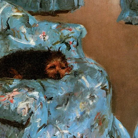 Little Girl in a Blue Armchair Framed Canvas Replica Painting: Medium