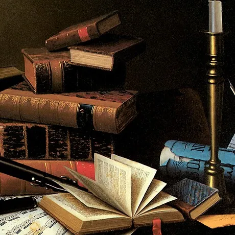 Music and Literature Framed Canvas Replica Painting: Large