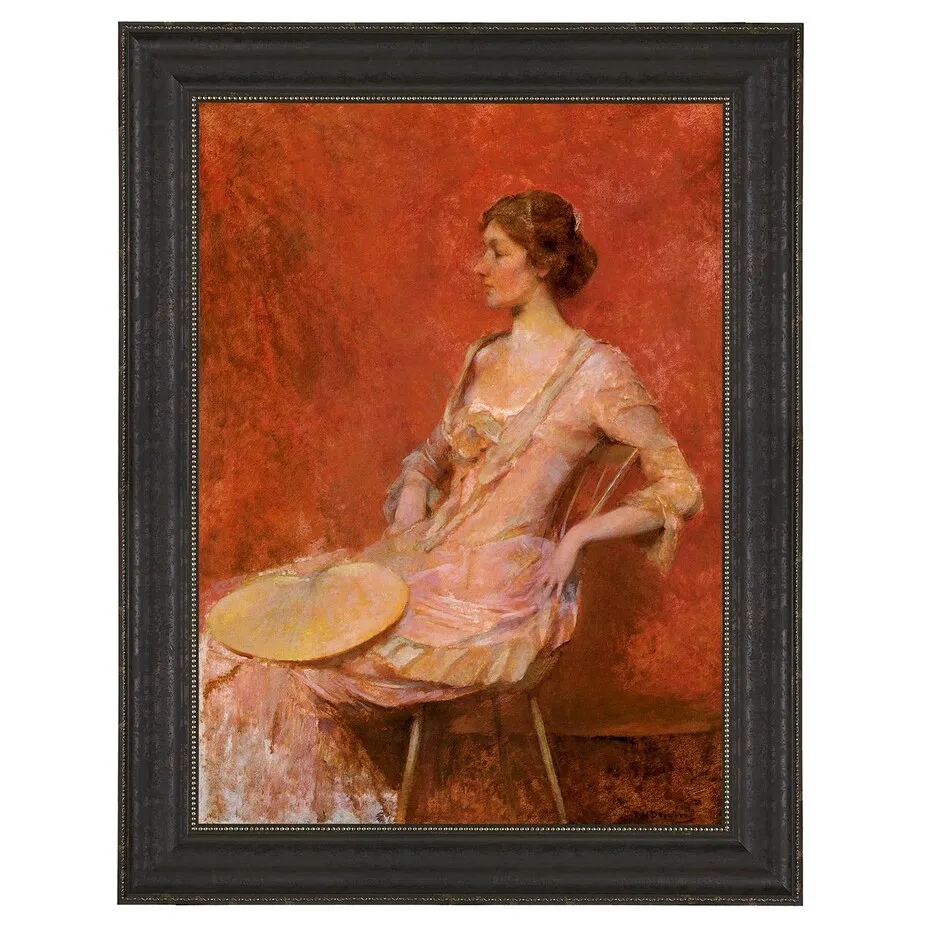 The Palm Leaf Fan Framed Canvas Replica Painting: Small
