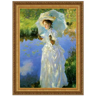 Morning Walk Framed Canvas Replica Painting: Large