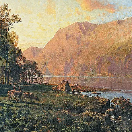 Emerald Lake Near Tahoe Framed Canvas Replica Painting: Small