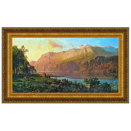 Emerald Lake Near Tahoe Framed Canvas Replica Painting: Medium