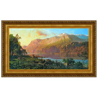 Emerald Lake Near Tahoe Framed Canvas Replica Painting: Large