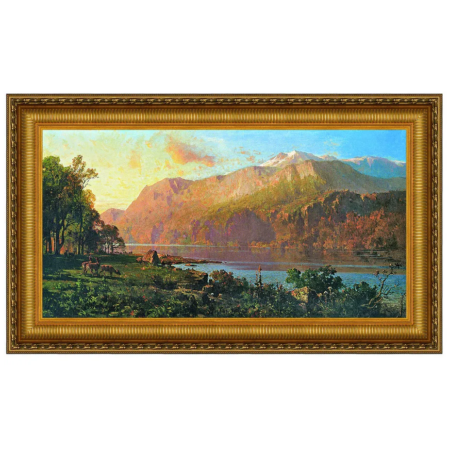 Emerald Lake Near Tahoe Framed Canvas Replica Painting: Large