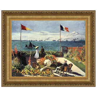 Terrace at Sainte-Adresse Framed Canvas Replica Painting: Grande