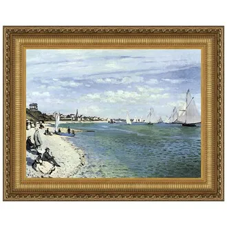 Regatta at Sainte-Adresse Framed Canvas Replica Painting: Small