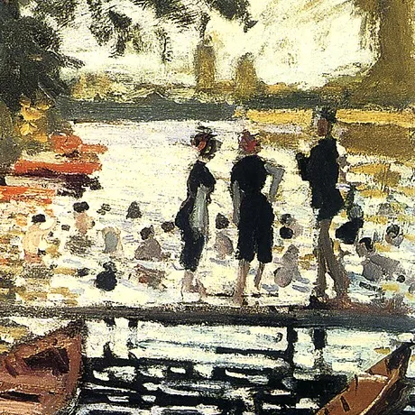 Bathers at Grenouillere Framed Canvas Replica Painting: Medium