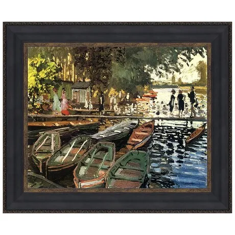 Bathers at Grenouillere Framed Canvas Replica Painting: Large