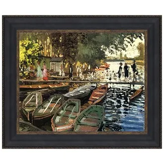 Bathers at Grenouillere Framed Canvas Replica Painting: Grande