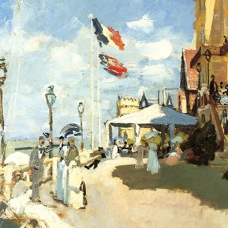 Hotel des Roches Noires, Trouville Framed Canvas Replica Painting: Small