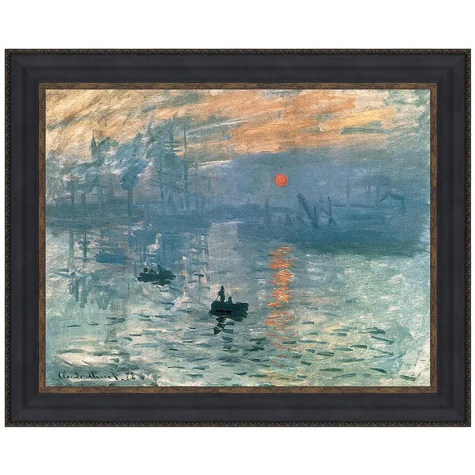 Impression Sunrise Framed Canvas Replica Painting: Grande