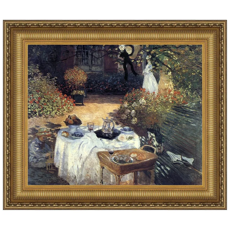 Luncheon, Monet's Garden Framed Canvas Replica Painting: Small