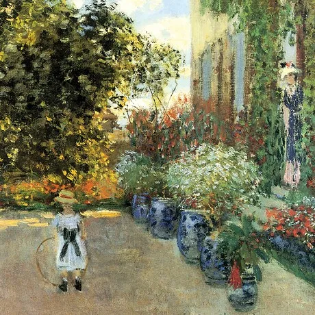 Artist's House at Argenteuil Framed Canvas Replica Painting: Small