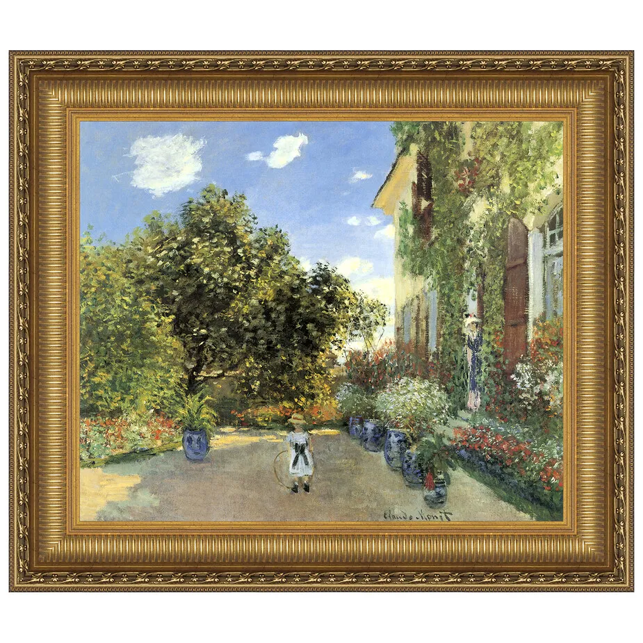 Artist's House at Argenteuil Framed Canvas Replica Painting: Small