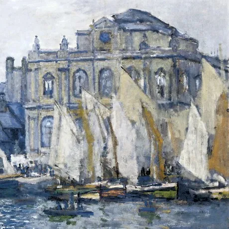 Museum at Le Havre Framed Canvas Replica Painting: Large