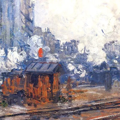 Saint-Lazare Station, Exterior View Framed Canvas Replica Painting: Large