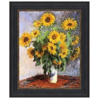 Bouquet of Sunflowers Framed Canvas Replica Painting: Large