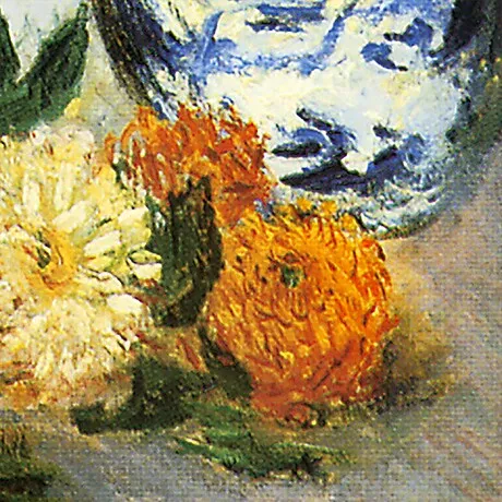 Dahlias Framed Canvas Replica Painting: Small